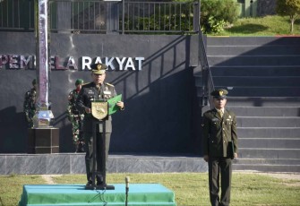 Kapoksahli Pangdam Brigjen TNI Wahyu Eko Purnomo saat membacakan amanat Menpora