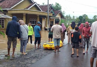 Banjir di desa Sukamaju Kecamatan Sidomulyo Lampung Selatan 