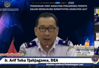 Dirjen perhubungan laut Arif Toha saat FGD Penetapan Tarif Angkutan Penumpang Perintis di Makassar 