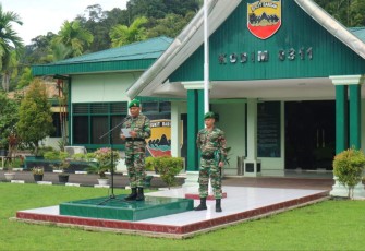 Dandim 0311/Pessel Letkol Inf Sunardi sangat membacakan amanat Kasad dalam upacara peringatan Hari Juang TNI AD Ke-77, Kamis (15/12)
