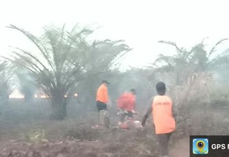 Kebakaran lahan di desa Kumpai Batu