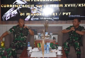 Danrem 181/PVT Brigjen TNI Wawan Erawan menerima Tim Itdam XVIII/Kasuari Brigjen TNI Eko Susetyo di Makorem