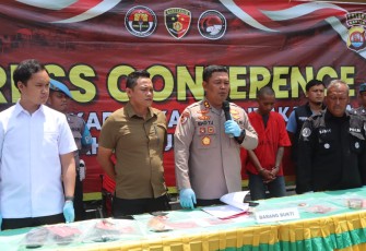 Polres Cilegon Polda Banten saat Press Conference, Senin (03/10/2022).