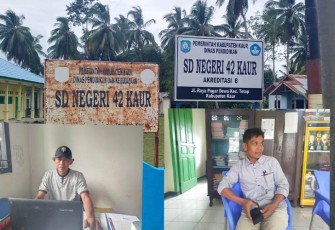 Kabid Aset Diknas Kaur, Yulianto (kiri) dan Kepsek SD 42 Kaur, Tarmizi, S.Pd, M.Pd.