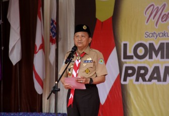 Sekda Provinsi Bengkulu Hamka Sabri saat membuka secara resmi LCT Pramuka Penegak Tingkat Daerah
