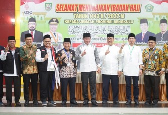 Wagub Bengkulu Rosjonsyah saat melepas keberangkatan CJH, Jumat (10/6/2022). 