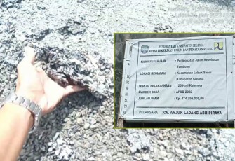 Pengerjaan Lapen di Halaman Puskesmas Desa Tumbuan, Kecamatan Lubuk Sandi, Kabupaten Seluma.