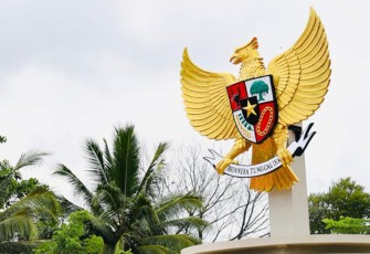 Garuda Pancasila di PLBN Sota Kabupaten Merauke, perbatasan menuju Papua Nugini. (Foto:twitter.com/jokowi)