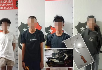 4 Remaja dan barang bukti saat diamankan