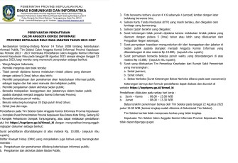  Pengumuman Pendaftaran Seleksi Calon Anggota Komisi Informasi Provinsi Kepri dan Persyaratannya 