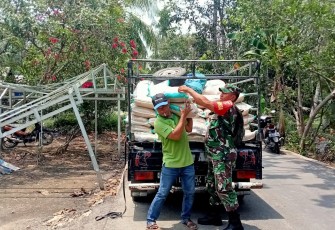 Babinsa Dampingi Penyaluran Bibit Padi di Desa Penawakan 