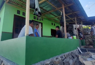 Tampak RTLH milik Galvin Karaki yang di kerjakan oleh satgas TMMD Ke-116 Kodim 1310/Bitung