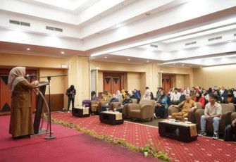 Wali Kota Tanjungpinang, Rahma, dalam sambutannya membuka kegiatan pelatihan Pengembangan Inovasi sub Sektor Kuliner dan Pelatihan Optimalisasi Konten Media Sosial, di hotel Aston Tanjungpinang, Kepri, Senin (6/3/2023).