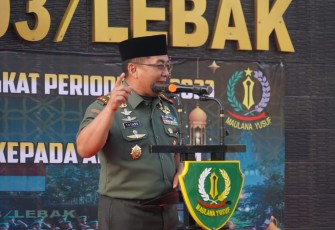 Danrem 064/Maulana Yusuf, Brigjen TNI Tatang Subarna di Makodim 0603/Lebak, Rabu (5/4/2023).