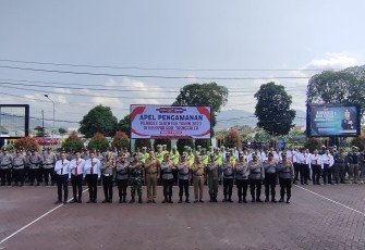Kodim 0806/Trenggalek dan Polres Trenggalek Gelar Apel Pengamanan Pilkades Serentak 2023