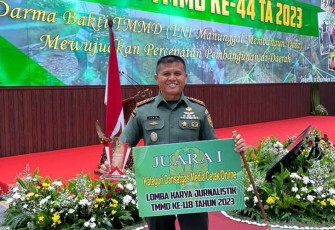 Dandim Letkol Inf. Aswin Suladi, SE, M.Ak, seusai menerima penghargaan di Aula A.H. Nasution Lantai 3 Mabesad, Jakarta Pusat, Rabu (06/12/2023).