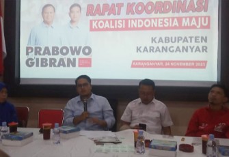 Rapat koordinasi Koalisi Indonesia Maju (KIM) Kabupaten Karanganyar, di kantor Partai Gerindra Karanganyar, Jumat (24/11/2023) petang.