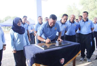 Pangkoopsud I Marsda TNI Bambang Gunarto saat meresmikan GOR Brahmasta