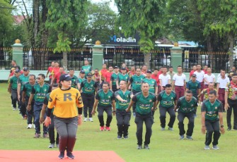 Jajaran Kodim 1016 Palangka Raya saat Ikuti Senam SKJ di Makorem 102/Pjg 