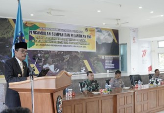 Bupati Limapuluh Kota, Safaruddin mengawali sambutannya di Aula Kantor Bupati Limapuluh Kota, Sarilamak.