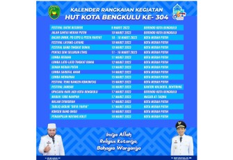 Yuk Ramaikan, Ini Rangkaian Hari Jadi Kota Bengkulu ke-304