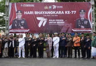 Peringatan HUT Bhayangkara ke 77 di Polresta Tanjungpinang, Senin (1/7)