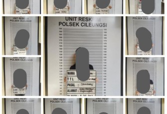 Pelaku aksi tawuran diamankan Polsek Cileungsi Bogor, Sabtu (8/7)