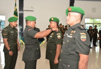 Danrem 023/KS Kolonel Inf Lukman Hakim saat Sertijab Dandim 0210/TU, Senin (17/7)