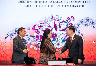 Puan Maharani Ketua DPR RI saat menyambut delegasi AIPA 2023 di Jakarta, Senin (7/8)