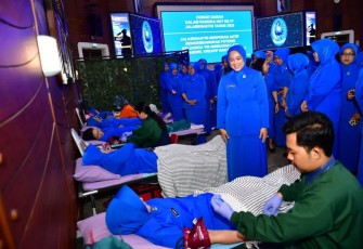 Donor darah sambut HUT ke-77 Jalasenastri Tahun 2023 di Mabesal Cilangkap Jakarta