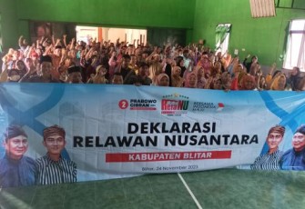 Ratusan Santri di Blitar Dukung Prabowo-Gibran Menangi Pilpres 2024