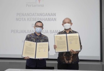 Penandatanganan kerja sama yang dilakukan oleh Universitas Pertamina dengan mitra.