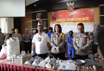 Kapolres Magelang Kota AKBP Yolanda Evalyn Sebayang saat konferensi pers 