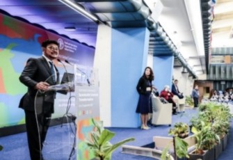 Mentan RI Syahrul Yasin Limpo saat memberikan sambutan dalam Global Conference on Sustainable Livestock Transformation di Roma, Italia, Senin (25/9)