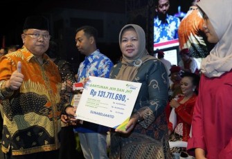 Walikota Blitar Santoso Serahkan Manfaat Program dari BPJS Ketenagakerjaan Cabang Blitar di Acara Pesta Merah Putih HUT RI ke 78 