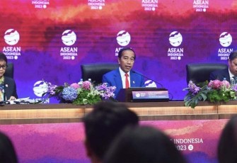 residen Jokowi dalam konferensi persnya di Jakarta Convention Center (JCC), Jakarta, pada Kamis, 7 September 2023.