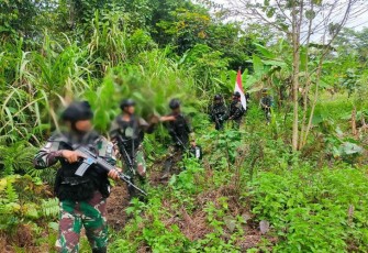 Pasukan TNI saat melumpuhkan lima anggota KKB