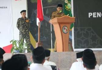 Bupati Limapuluh Kota Safaruddin menyampaikan pesan saat pelantikan dan raker pengurus cabang Nahdlatul Ulama Kabupaten Limapuluh Kota.