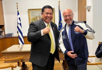 Kepala BNN RI, Prof. Dr. Petrus Reinhard Golose melangsungkan pertemuan dengan Wakil Menteri Kesehatan Yunani, Dimitrios Vartzopoulospada, Jumat (25/8).
