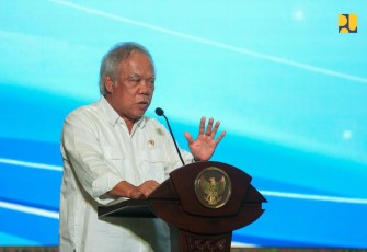 Menteri PUPR Basuki Hadimuljono saat memberikan sambutan