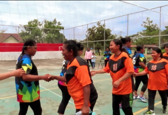 HUT TNI ke-78 Kodim 1710/Mimika Gelar Final Turnamen Bola Voli  