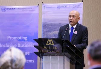 MenKopUKM Teten Masduki saat menjadi pembicara kunci di acara Regional Investment Forum for Inclusive Business in Agriculture and Food Systems di Nusa Dua, Bali (23/8).