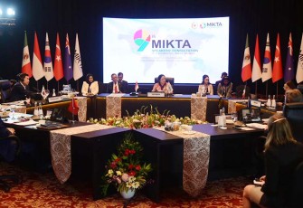 Ketua DPR RI Puan Maharani saat memandu sesi diskusi dalam MIKTA Speakers' Consultation ke-9.