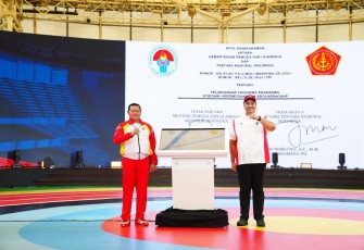 Panglima TNI Laksamana TNI Yudo Margono, S.E., M.M., saat menghadiri Rapat Koordinasi Nasional (Rakornas) Pemuda dan Olahraga tahun 2023 di Velodrom Rawamangun Jakarta Timur Jumat pagi (8/9/2023).