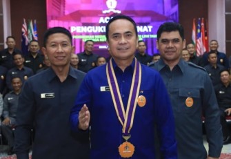 Plt Gubernur Lemhannas RI saat Resmi Kukuhkan Pengurus Senat PPRA 66 di Ruang Dwi Warna Purwa, Lemhannas RI, pada Senin (5/2).