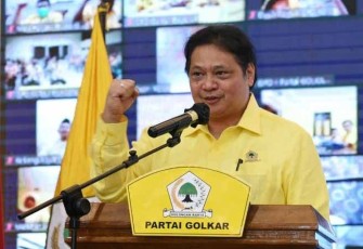 Ketua Umum Partai Golkar, Airlangga Hartarto saat Pimpin Konsolidasi Golkar di Bandung Menangkan Pemilu 2024
