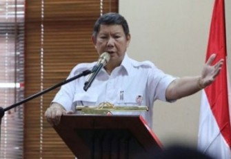 Anggota Dewan Pengarah TKN Prabowo Subianto-Gibran Rakabuming Raka, Hashim Djojohadikusumo dalam acara pemenangan Prabowo-Gibran satu putaran bersama para relawan di MG Setos, Kota Semarang, Minggu (21/1/24).