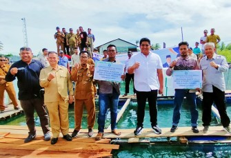 Bupati Bintan Serahkan 40 Ribu Ekor Benih Kerapu Cantang dan 1.500 Teripang di Mantang