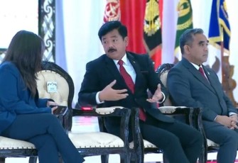 Menko Polhukam Hadi Tjahjanto di kantor Konferensi Waligereja Indonesia (KWI), Jakarta, Rabu (28/2/2024).