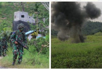 Foto Kegiatan latihan tempur darat Yonmarhanlan VIII Bitung yang di pimpin langsung oleh Danyonmarhanlan VIII Bitung, Letkol Marinir Aditya Indarto,S.E.,M.Tr.Opsla